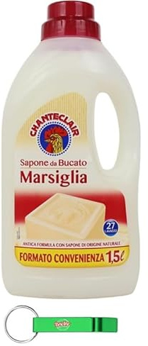 Chanteclair Sapone da Bucato Marsiglia Lot de 9 savons à lessive de Marseille Idéal pour le nettoyage en douceur des tissus 27 lavages 1500 ml + porte-clés Beni Culinari