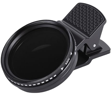 Cuifati 37mm Clip On ND2 - ND400 Phone Lens ND Filter Kit, Variable ND Neutral Density Filter Adjustable Fader ND2 - ND400 Lens, for Smartphone Mount