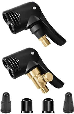 DLPRK Set di 2 Adattatori Valvola Presta in Ottone con 4 Cappucci Valvola per Bicicletta, Moto e Auto