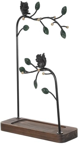 Toddmomy Albero Porta Gioielli Porta Orecchini Organizer, Espositore per Orecchini e Anelli, Struttura in Legno e Ferro, Design ad Albero, Multi-livello, per Casa e Piccoli Appartamenti