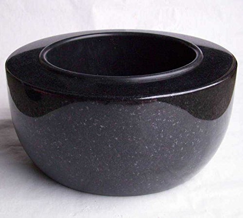 designgrab Plateau funéraire moderne grande diamètre 34 cm en granit noir suédois
