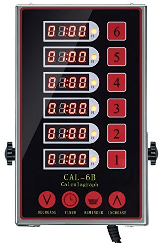 YOOYIST Temporizadores de Cocina de 6 Canales, Reloj de Cocina para Restaurantes Comerciales, Cronometro Digital Profesional, Pantallas LED, Fuertes Sirenas, Volumen Regulable, Función recordatorio