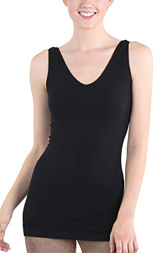 NIKIBIKI Women Seamless Reversible Classic Tank Top, Made in U.S.A, One Size (Black)