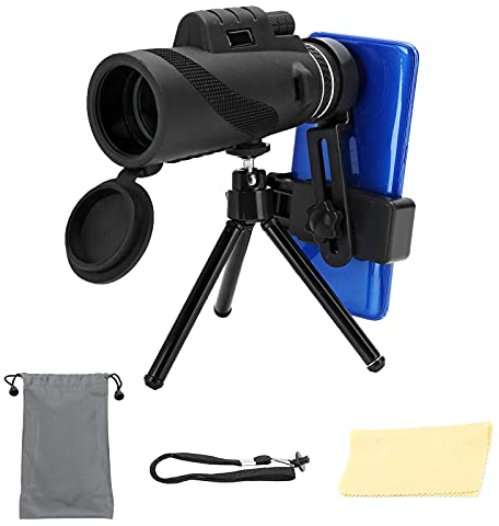 Cell Phone Camera Lens, 50 x 60mm Clip-On Telephoto Monocular Telescope Waterproof Optical Glasses Monocular Telephone Camera Lens Compatible with iPhone, Samsung, Huawei, 98% Smartphone.