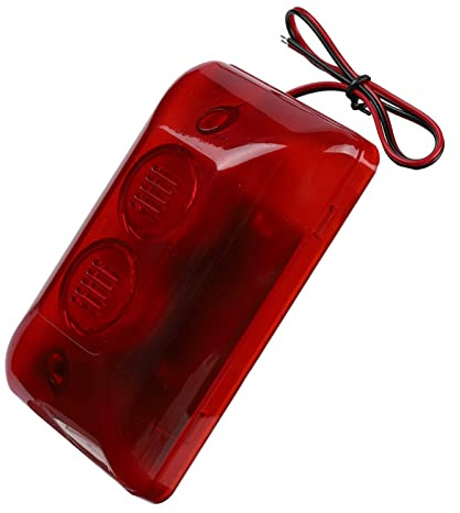 Sonew Sirena Estroboscópica con Cable, de Alarma de Protección de 12 V 15 W, Luz Roja Intermitente Estroboscópica de Alarma de Sonido 120dB, para La Seguridad del Hogar