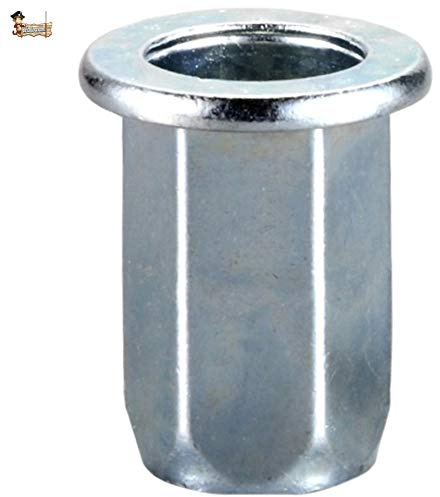 BricoLoco Tuerca remachable M4-M10 Antirotación. Remache roscado. Hexagonal cincada. Varias medidas y envases. (100, Métrica 8)