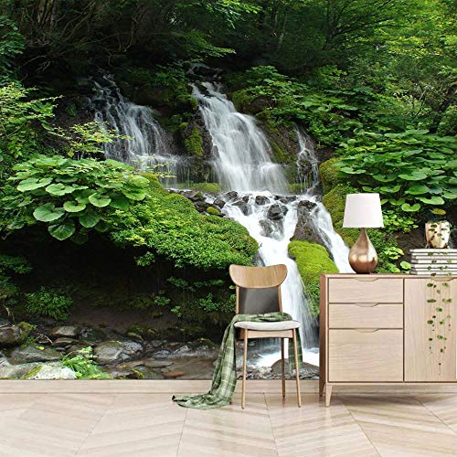 Fototapeten Wald Wasserfall 300x210cm 3D Design Tapete Fototapeten Vlies Tapeten Vliestapete Moderne Wandtapete