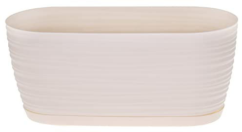 SPARKLE PLANTS Sahara Indoor Plant Pots – Modern Round Plastic Flower Pots with Drainage Hole & Saucer – 7 Sizes, 8 Colours for Succulents, Herbs, Flowers & Houseplants (31 cm, Cream)