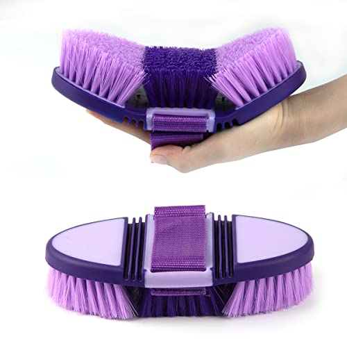 Kardätsche Pferdebürste, Hillylolly Wurzelbürste Pferd Lange Borsten, Pferdebürste Weich, Magic Brush Pferd, Reinigungsbürste, Wurzelkardätsche für Kinder und Pferdefreunde (Lila)