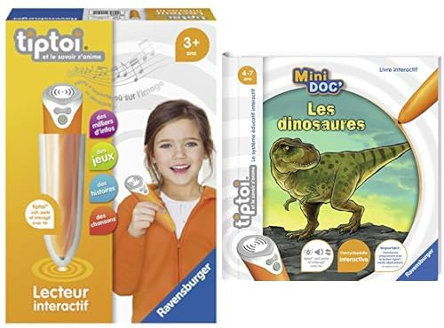 Ravensburger - Lecteur interactif tiptoi® en français - Jeux éducatifs électroniques & 00028 Livre interactif tiptoi Mini Doc' - Les Dinosaures - Jeux électroniques éducatifs sans écran en français