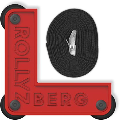 ROLLYZBERG Transport-Rollen - Möbelrollen 2er-Set, Helfer bei Möbeltransporten im Alltag oder beim Umzug, inklusive 2 Zurrgurten und 12 Klebepunkten, max. 50 kg pro Möbeltransport-Rolle, rot