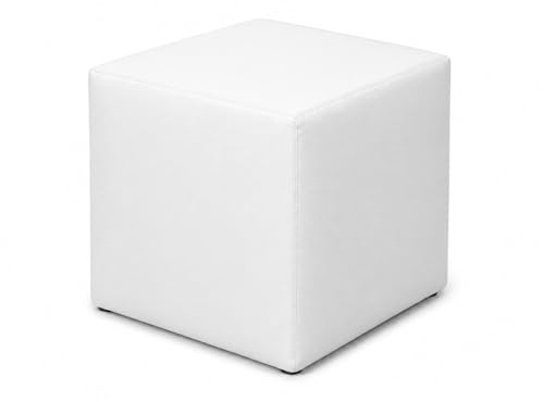 Best for Home - Taburete con Forma de Cubo | cojín de Suelo- Asiento de Piel sintética | reposapiés para salón - reposapiés Acolchado| Taburete de Madera Cubo de Asiento | Puff reposapies 40x40x40 cm