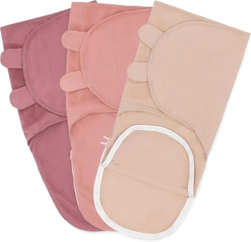 Bequeme Cubs Wickeldecken für Mädchen und Jungen, verstellbarer Schlafsack mit leicht zugänglichem Reißverschluss zum Windelwechseln, Babydecken 3–6 Monate für Neugeborene (Helles Rouge, Rouge, Mauve)