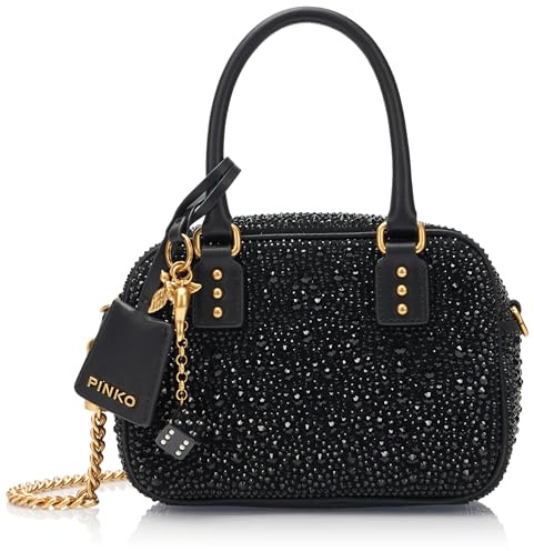 Pinko BOWLING BAG MINI CROSTA FULL STRASS + VITELLO SETA