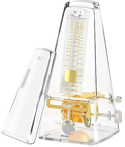 TERENCE Mechanisches Metronom für Gitarre Bass Klavier Violine Bass Metronom mit hoher Präzision Traditionelle Pyramide Transparent