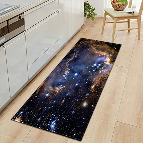 MYPALL Küchenläufer rutschfest Küchenmatte Farbige Sterne Küchenmatte für Küche und Bar Teppich Läufer waschbare Küchenläufer Küche Deko 50 x 140cm