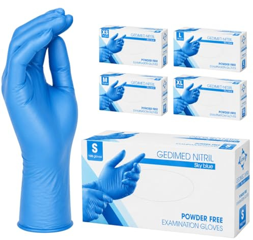 Gedikum 100x Nitrilhandschuhe Box Einweghandschuhe, Einmalhandschuhe, Untersuchungshandschuhe, puderfrei, ohne Latex, unsteril, latexfrei, disposible gloves Blau/Schwarz Gr. S-XL (Blau, S)