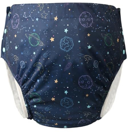 WEEOATAR Unisex Reusable Adult Cloth Diaper,Washable Swim Nappies,Adjustable Incontinence Pocket Diaper with Snaps,Underwear for Seniors,Disability,Postpartum(Stars,XL)