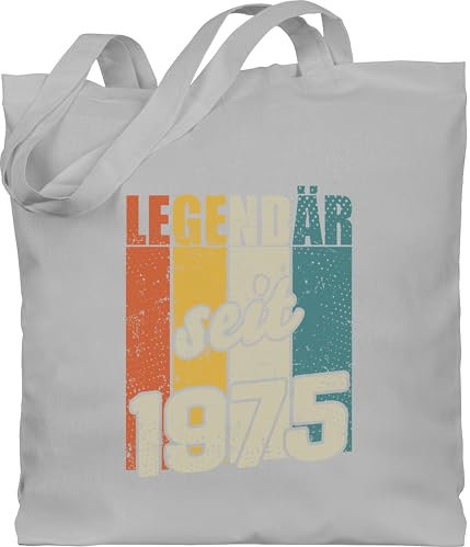 Shirtracer Baumwolltasche - 50. Geburtstag - Legendär seit 1975 - Unisize - Hellgrau - geschenkideen für 50 jährigen 50.geburtstag 1973 tasche geschenk zum fünfzigsten 50er beutel geschenke (50)