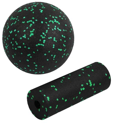 Volumoon Faszien Set (Mini Faszienrolle und 12cm Ball), Faszienball und Faszienroller Set, Massageball Faszien Ball, Selbstmassageball, für Faszientraining DurchfüHren, Schmerzen Lindern (Grün)