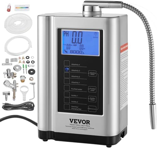 VEVOR Alkaline Säurewasser Maschine, 3,5-10,5 pH, 7 Modi Startseite Alkaline Wasser Filter, +500–550 mV Wasser-Ionisator Wasserfiltermaschine, 8000 L Wasser-Filter Reinigungsmaschine Haushalt Silber