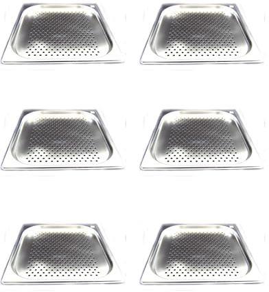 AcMax 6 Stück GN 2/3 Gastronormbehälter GN-Behälter Edelstahl Tiefe 20mm gelocht Gastronorm
