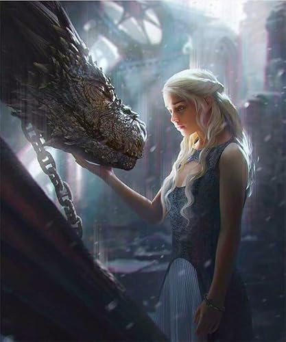 GerRit DIY 5d Diamond Malerei Kits für Erwachsene Kinder,Game of Thrones, Vollrunde Diamond Stickkits Cross -Stitch Kristall Strassbilder Kunsthandwerk Home Wall Decoration-40x50cm