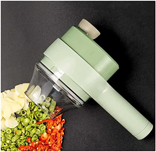 TUKRKRS Juego de cortadores de verduras eléctricos de mano 4 en 1, mini procesador de alimentos inalámbrico portátil, cortador de alimentos multifuncional para cocina, cortador de verduras y cocina