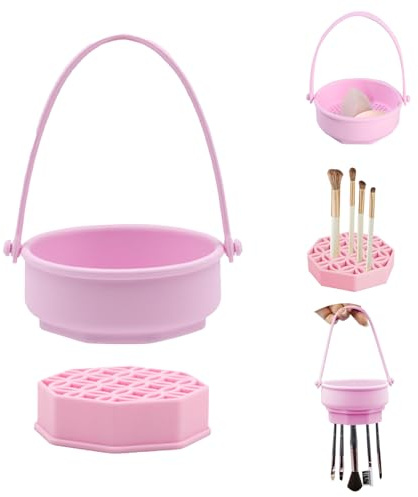 KASESSS 3 in 1 Pinselreiniger, Pinselreiniger Make Up, Silikon Make Up Pinsel Reiniger Multifunktionaler Makeup Brush Cleaner Trockenkorb mit Griff für Reinigen Aufbewahren und Trocknen Pinsel Schwamm