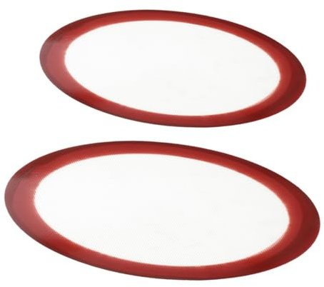 BUGUUYO 2Pcs Round Silicone Baking Mats Non-Stick Heat Resistant Pizza Baking Mats for Oven Reusable Liners Easy to Clean Kitchen Accessory