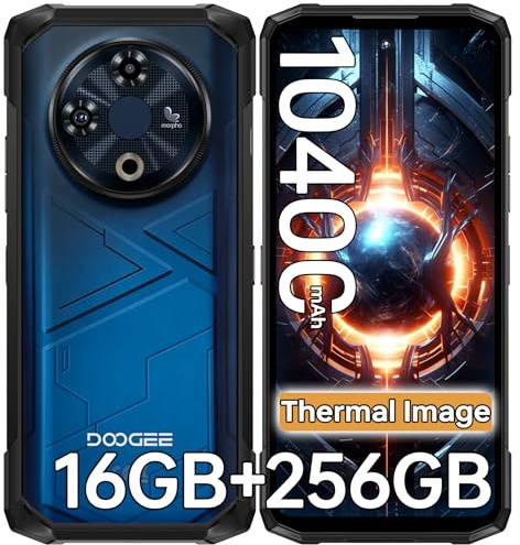 DOOGEE Fire 6 Telephone Portable Incassable avec Thermique Caméra, 16Go(6+10)/256Go Smartphone Incassable Android 14, 50MP+8MP, 10400mAh Antichoc, 6.56 HD+/NFC/Doble Sistema/IP68/4G Triple Slot Carte
