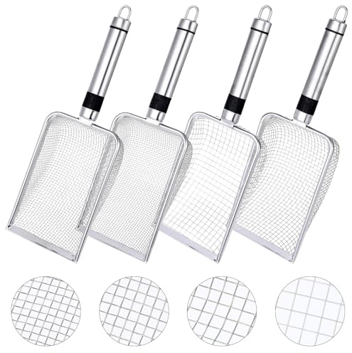 4 Pcs Gardening Soil Sifter, 4 W Garden Sieve Sifter with Handle Portable Gardening Sifter for Gardening Sand Soil Dirt Compost (2/2.8/3.8/5 mm Mesh)