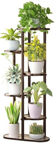 SRHIMEOS Estanteria para Plantas Madera 7 Niveles, Estantería para Macetas Interior, Soporte De Flores Esquina, Estante Plantas Esquina, Escalera para Plantas Exterior