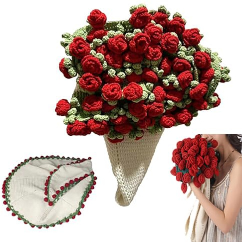 SZZLXYMT Coperta del Bouquet Rosa Fatto a Mano, Kit Bouquet Rosa e Leggero per San Valentino e Decorazioni per la casa