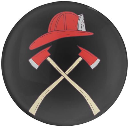 Fire Axe Firefighter Round Refrigerator Magnets Fridge Magnet for Office Whiteboard Kitchen 4 PCS