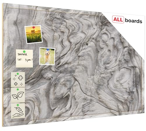 ALLboards Korktafel mit Druckmotiv VERSTEINERTES HOLZ, 90×60 cm Holzrahmen
