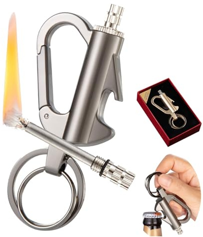 Lot de 3 allumettes permanentes, Porte-clés en métal, Briquet, Allume-feu en Silex for Camping en Plein air, Survie d'urgence(Silver)