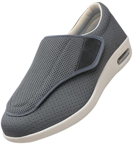 Sandali per diabetici da Uomo,Pantofole Ortopediche Edema Uomo Scarpe da Riabilitazione Traspirante Regolabili Passeggio.Grey,40