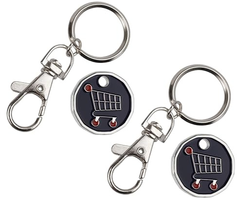 Harts Trolley Token Keyring with Shopping Cart Design, New £1 Coin Size 23.4mm, Metal Finish, Multi-Pack for Supermarket and Gym Lockers