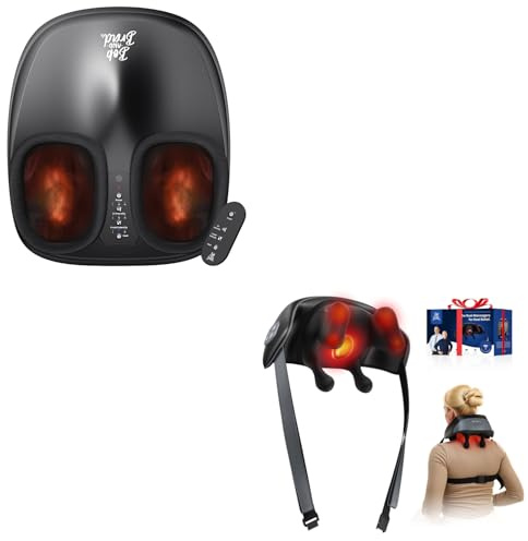 Bob and Brad Lite Fußmassagegerät mit Wärmefunktion & 4D Shiatsu Nackenmassagegerät mit Wärme