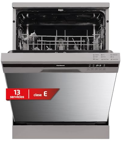 Corberó - Lavavajillas Plus 60 cm | CLVG656X | 13 cubiertos | 5 Programas | 4 Temperaturas | Display LED | Media Carga | Función Secado Extra | Inicio Diferido | Compatible con tablets 3 en 1| Inox