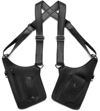 Sac Bandoulière Double Homme, Sac à bandoulière à double épaule, Antivol Caché sous Les Bras Sangle Portefeuille, Sac Antivol pour Homme, Double Poche d'Épaule en Cuir PU