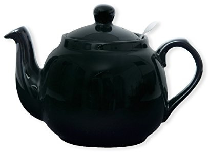 London Pottery 73285 Farmhouse Loose Leaf Teapot with Infuser, Ceramic, Gloss Black, 4 Cup (1.2 Litre)