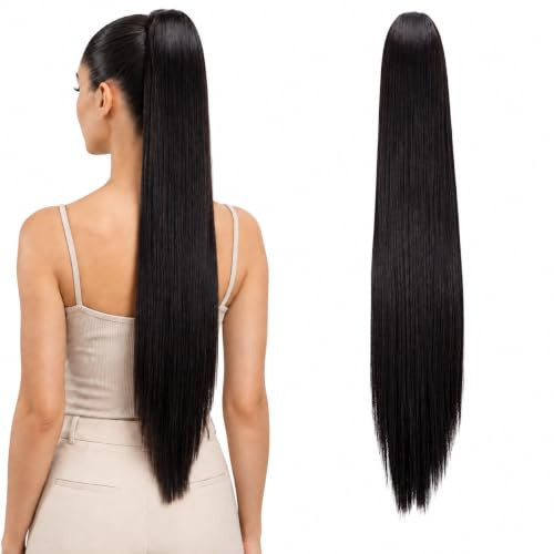 CAISHA 70cm Clip On Haarteil Zopf Pferdeschwanz Dunkelbraun H170