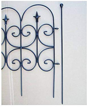 L'Héritier Du Temps Bordure Fleur de Lys Clôture de Jardin Grille Barrière Modulable Intérieur Extérieur Fer Forgé Peinture Epoxy Noir 2x80x130cm