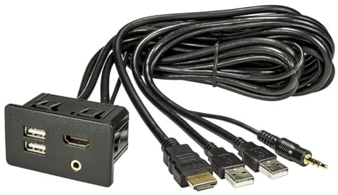 tomzz Audio 9000-013 USB 2.0 Typ A + HDMI + AUX Einbaubuchse Steckdose Einbau mit 180cm Kabel