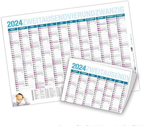 itenga Jahresplaner 2026 Wandkalender DIN A2 groß gefalzt gefaltet stabil blau weiss