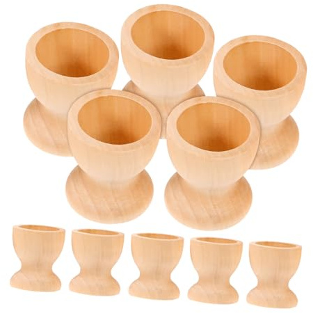YeahiBaby Eierbecher Holz Eierkocher Eier Halter zum Bemalen Dekorieren 10 Stück