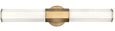 Hinkley Facet Collection 26 Integrated LED 32W Bathroom Vanity Light Fixture with Etched Glass, Heritage Brass Finish