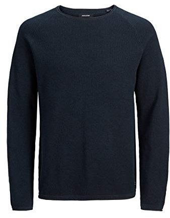 Jack & Jones Jjehill Knit Crew Neck Noos, Suéter Hombre, Navy Blazer Detail Twisted With Black, S